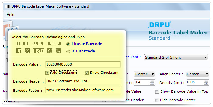 Barcode label Maker Software Designed Standard 2 of 5 Font