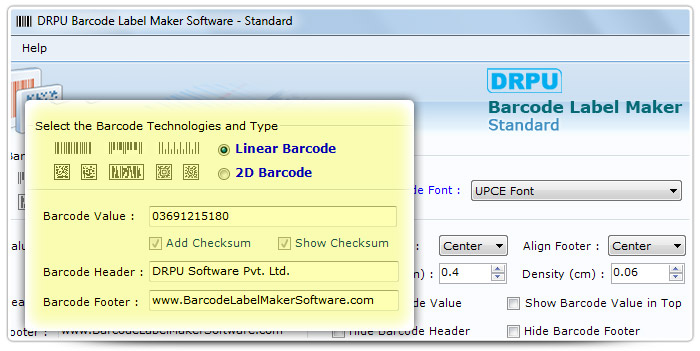 Barcode label Maker Software Designed UPCE Font