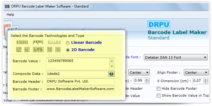 Barcode label Maker Software Designed Databar EAN 13 Font