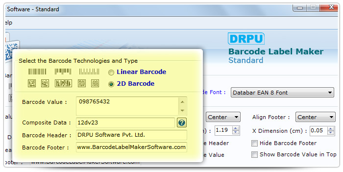 Barcode label Maker Software Designed Databar EAN 8 Font