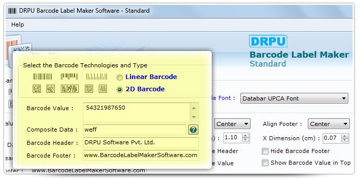 Barcode label Maker Software Designed Databar UPCA Font