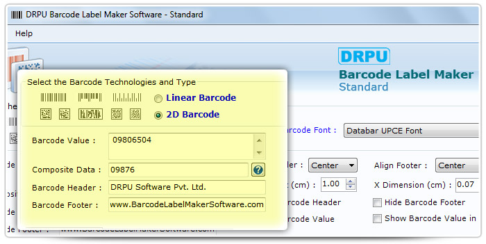 Barcode label Maker Software Designed Databar UPCE Font