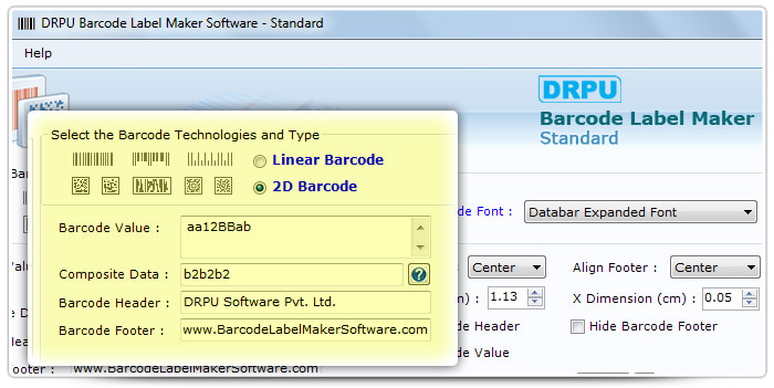 Barcode label Maker Software Designed Databar Expanded Font