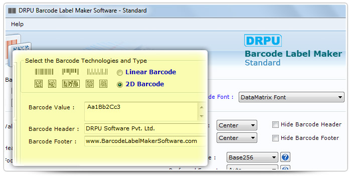 Barcode label Maker Software Designed DataMatrix Font