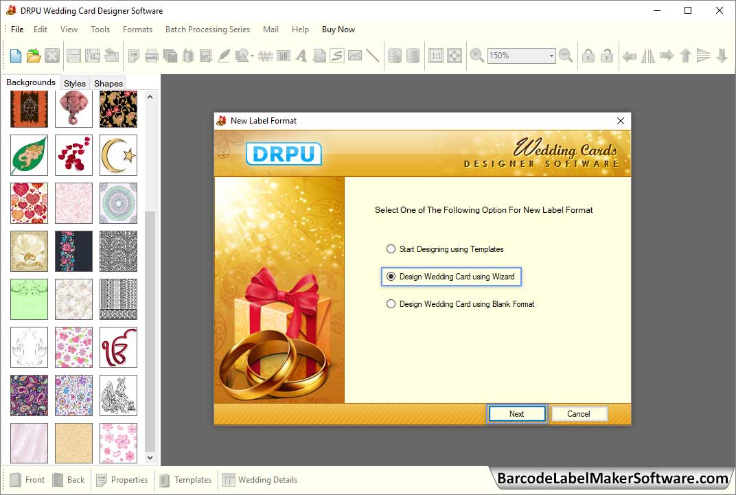 Design Wedding Card Using Wizard
