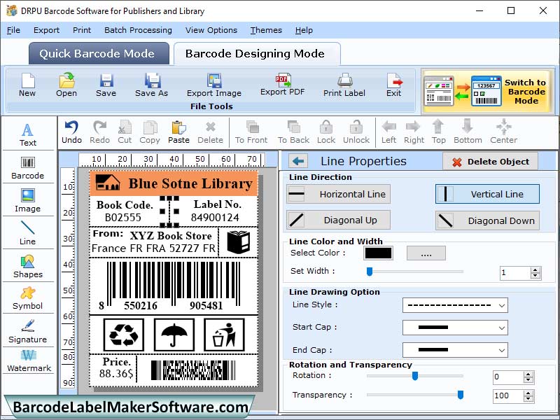 Industry, barcode, label, maker, book, store, design, entry, interactive, colorful, image, software, user, GUI, end, save, maintain, record, data, entry, details, print, library, generate, templates, picture, shape, circle, random, series, technique